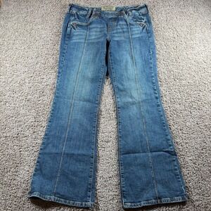 HINT flare leg denim jeans Womens 13 distressed boho hippie casual midrise retro